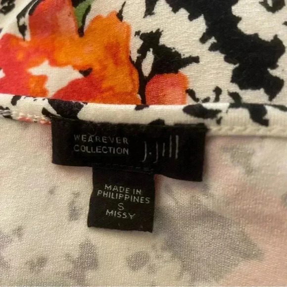 J. Jill Flower T-Shirt Dress Small Wearever Collection Short Sleeve Orange Boho - Picture 7 of 10